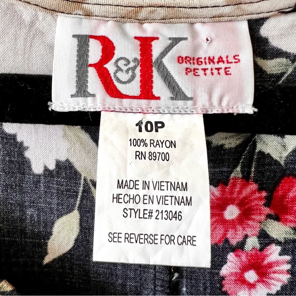 Vintage R&K ORIGINALS Petite Sleeveless Floral Belted Midi Dress—SZ. 10P - Picture 12 of 14